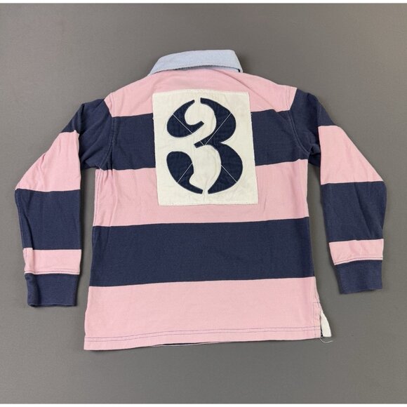 Rare Vintage Y2K Polo Ralph Lauren Pony Rugby Long Sleeve Polo Size 7 Kid Stripe - Picture 2 of 5